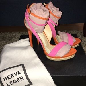 Herve LEGER platform sandals